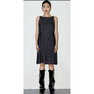 Emanuel Ungaro Women Size 4 Petite Floral Sleeveless Dress Black Vintage